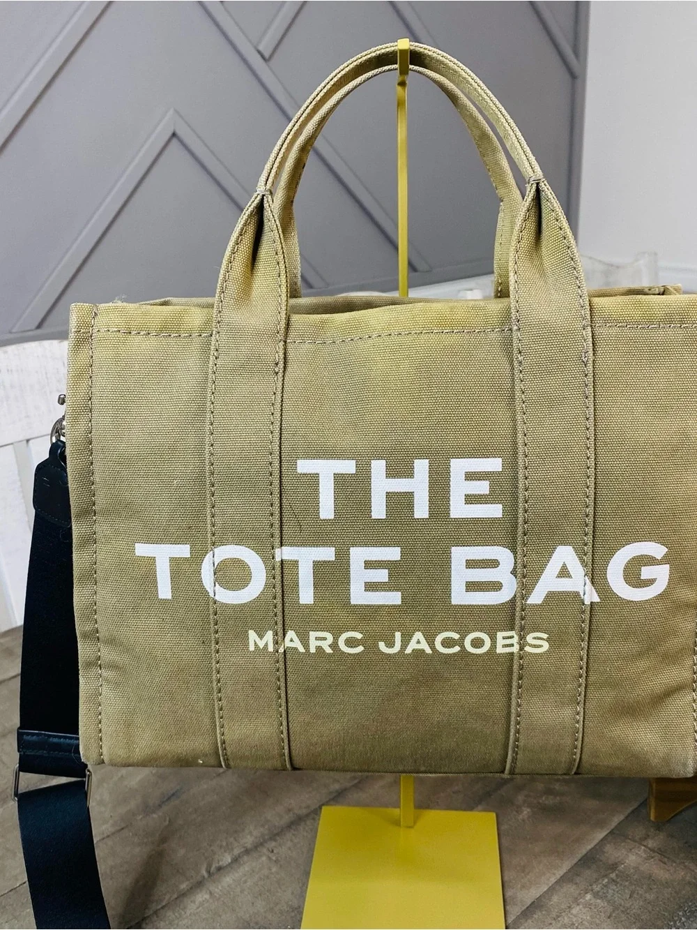 Authentic Marc Jacobs The Canvas Tote Bag Slate Green Khaki Crossbody Medium